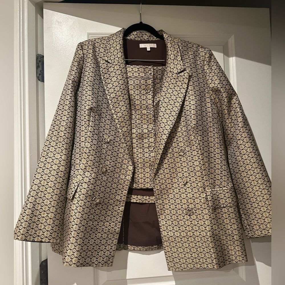 WAYF Finn and Pelham Metallic Floral Jacket and Skirt Set